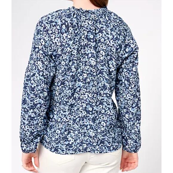 2/$30 NEW Encore Idina Menzel Ruffle Neck Full Sleeve Romantic Blouse Sz S QVC - Picture 2 of 9